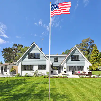 Front. Winado - 20FT Sectional Aluminum Flag Pole Kit with 3x5 Flag, Golden Ball Flagpole Topper for Outdoor Yard Garden Residential - Sliver.