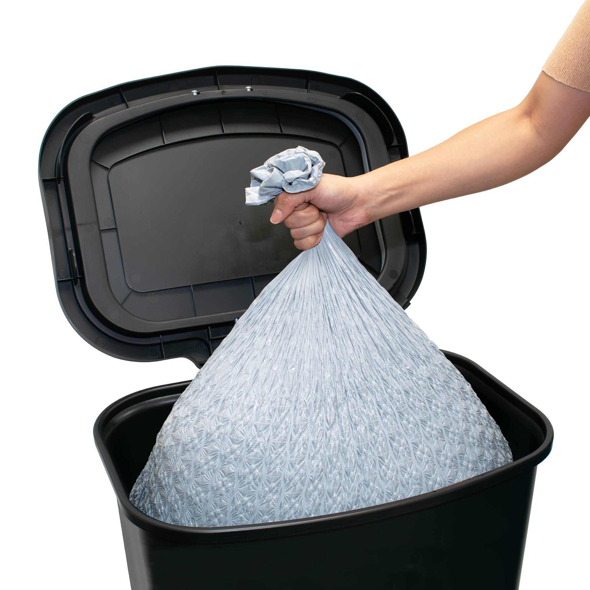 Alt View 7. Glad - Glad Trash Can with Lid, Stainless Foot Pedal & Garbage Bag Rings, 20 Gal, Black - BLACK.