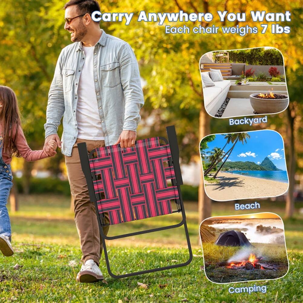 Carry Anywhere You Want  
Each chair weighs 7 lbs  

Backyard  
Beach  
Camping