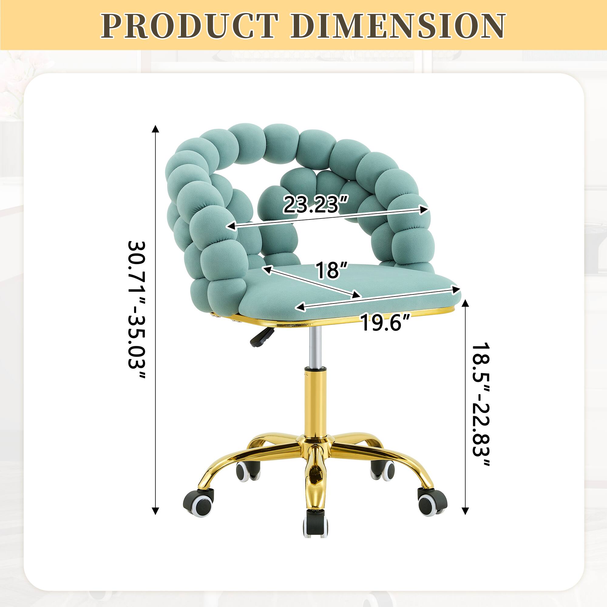 PRODUCT DIMENSION 30.71"-35.03" x 23.23" x 18" x 19.6" x 18.5"-22.83"