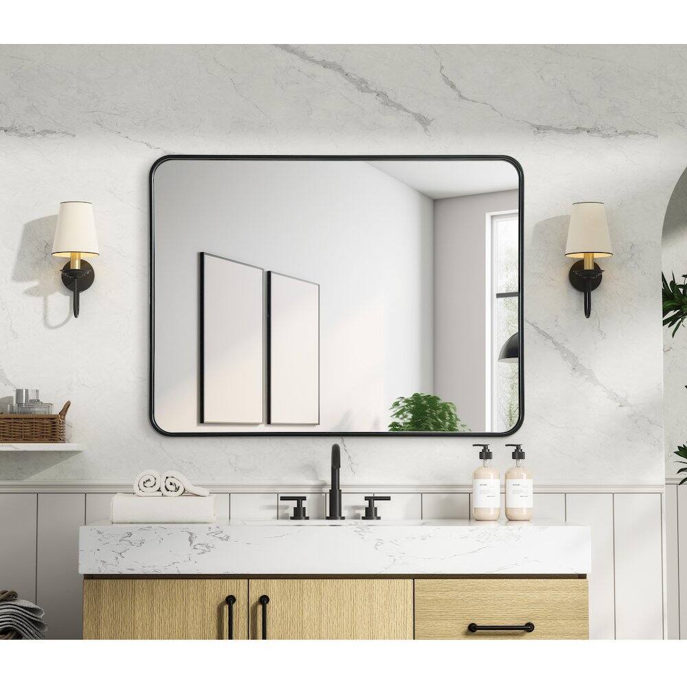 Alt View 3. Elegant Decor - Contour Metal Rectangle Mirror 30x40 in Black - Black.