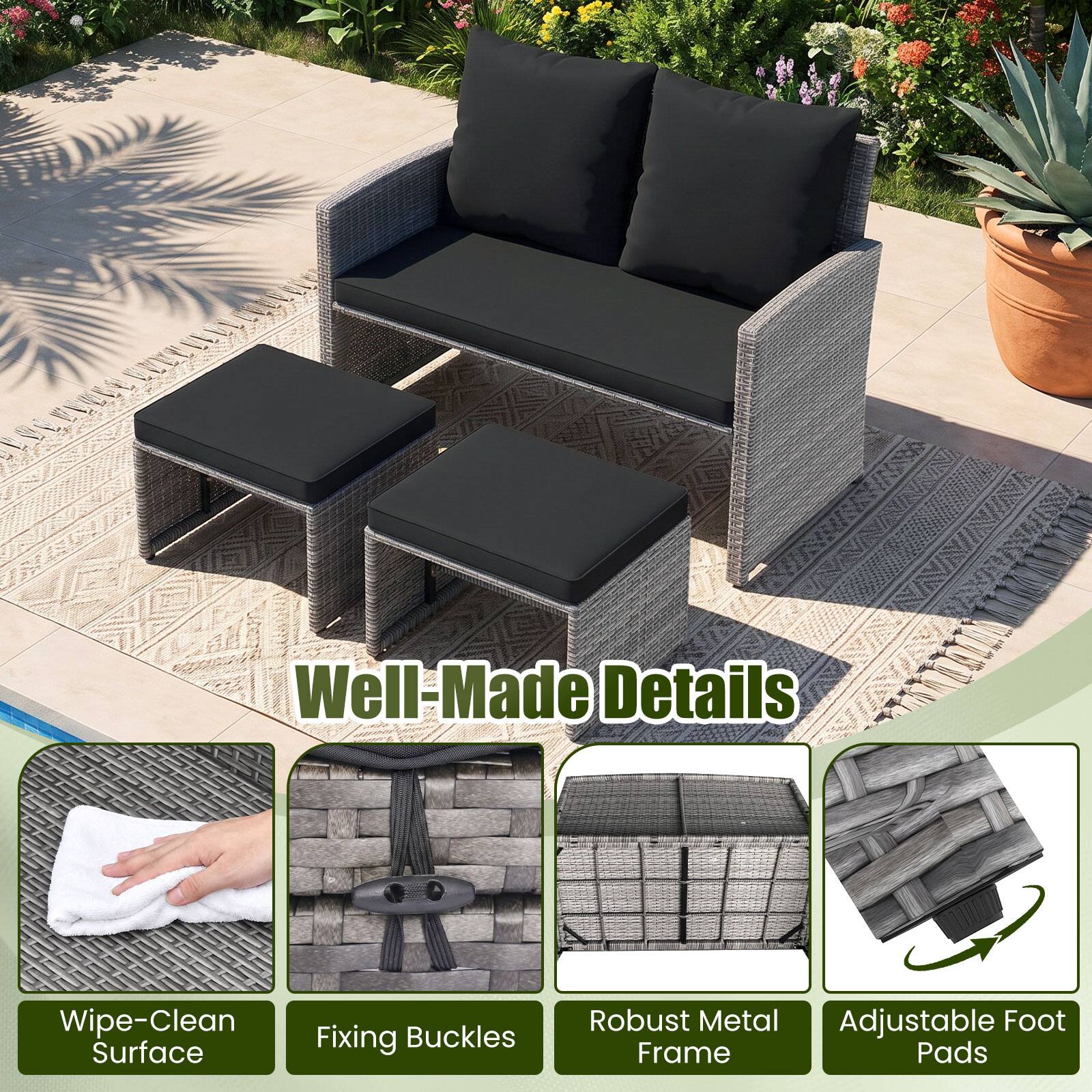 Well-Made Details

- Wipe-Clean Surface
- Fixing Buckles
- Robust Metal Adjustable Foot Frame Pads