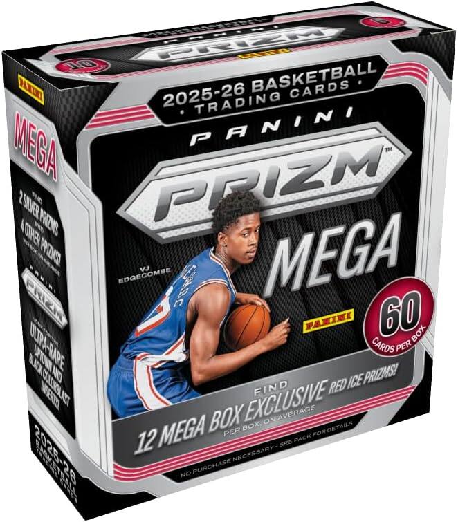 6 PRIZM PANINI CARD 10 VANINI 2025-26 BASKETBALL CARDS TRADING MEGA PANINI 2. SKVER OTHER FIND PRIZING PRIZM PRIZAS! VJ MEGA EDGECOMBE OMBE PANINI 60 BOX ULTRA-RARE CARDS PER BLACK AND ICE PRIZMS! ILLEGNI FIND RED BOX EXCLUSIVE BOX, ON AVERAGE DETAILS 12 MEGA PER SEE PACK FOR 2025-26 NECESSARY NO PURCHASE PASS