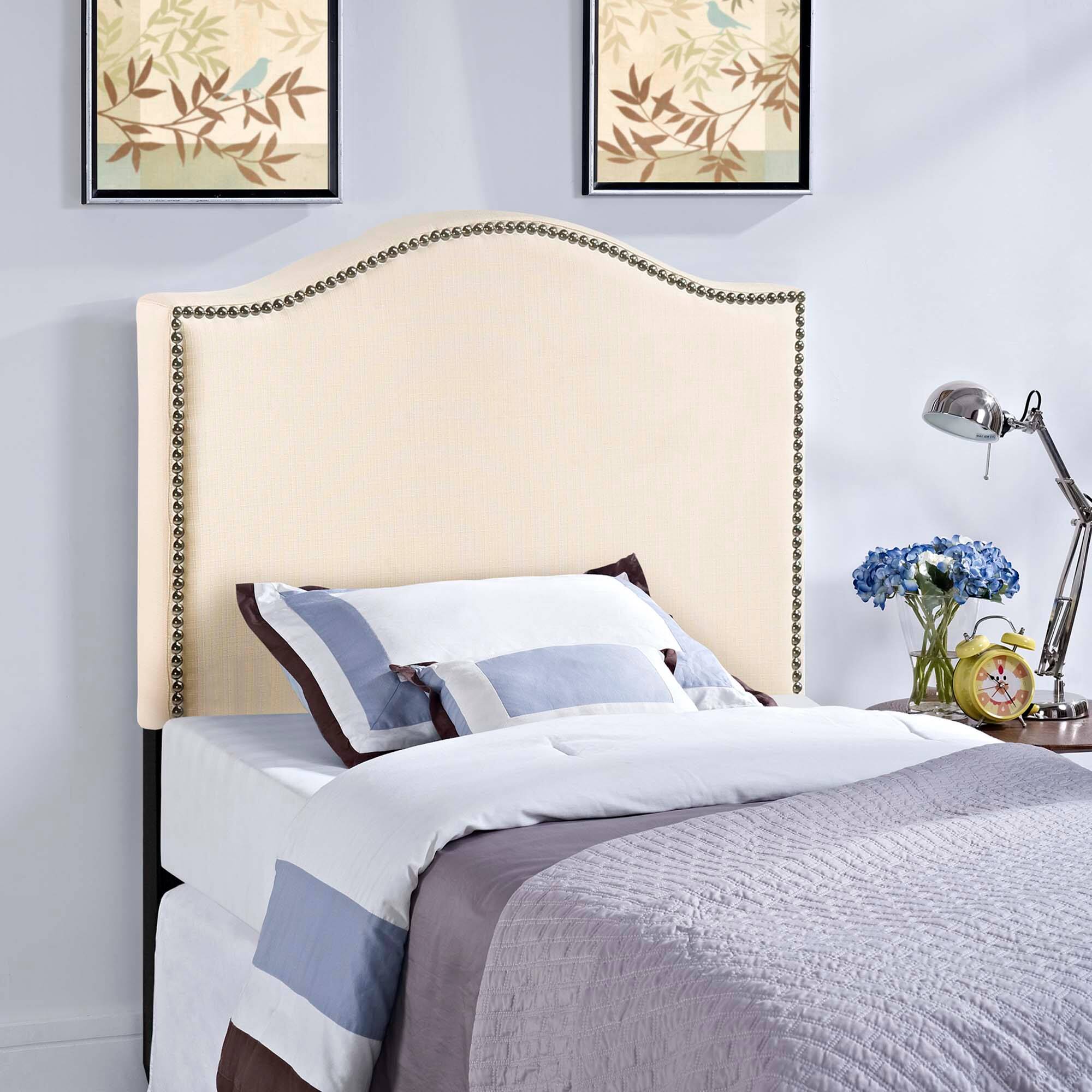Alt View 3. Modway - Curl Nailhead Upholstered Twin Headboard by Modway - White.