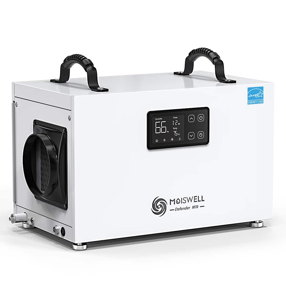 Moiswell - 155 Pints Energy Star Commercial Dehumidifier for 6,000 sq. ft. Crawlspace Auto Restart