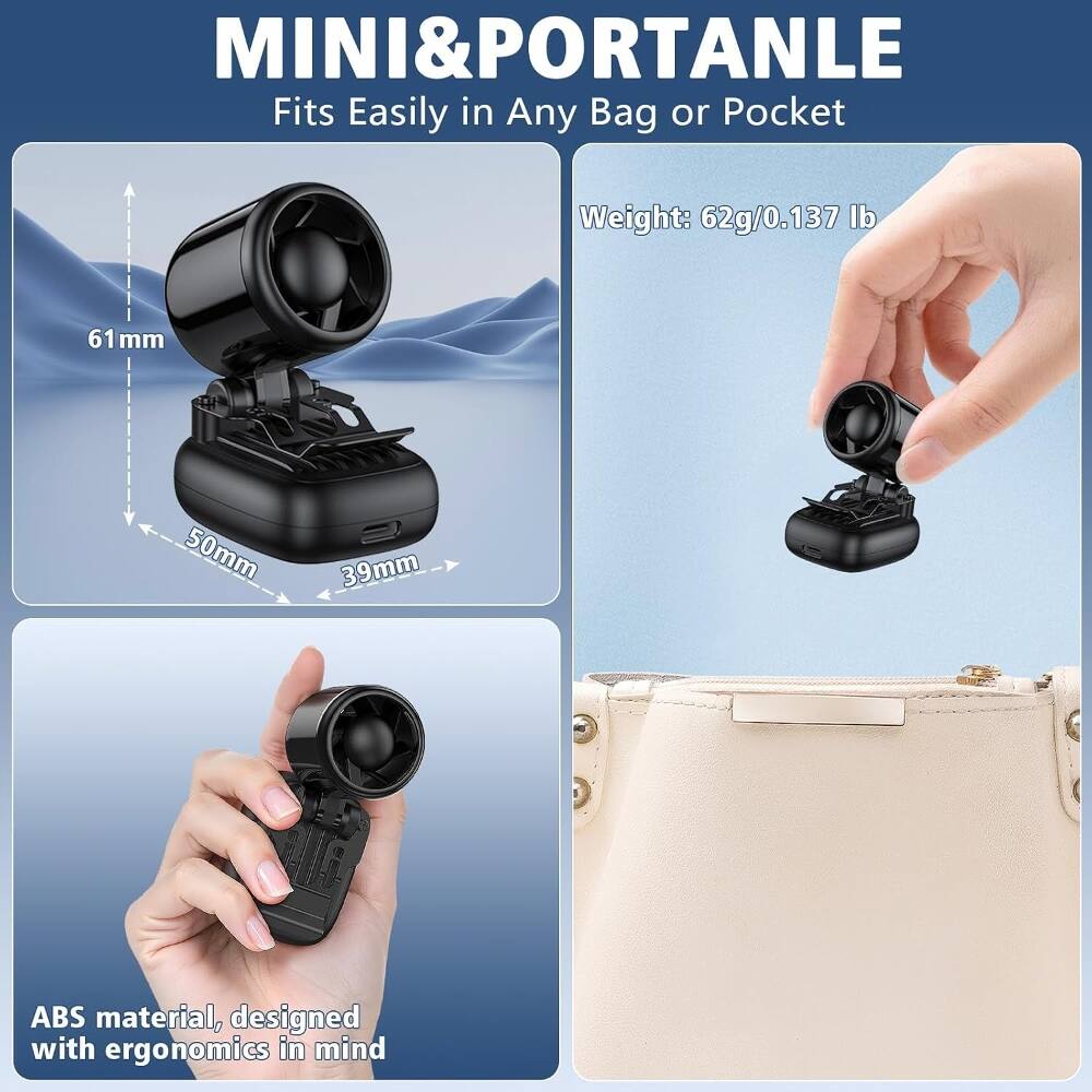 MINI & PORTABLE  
Fits Easily in Any Bag or Pocket  
Weight: 62g/0.137 lb  
61 mm  
50 mm  
39 mm  
ABS material, designed with ergonomics in mind