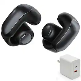 Bundle - Bose - Ultra Open Earbuds with Fast Charger -Water Resistant, Up to 48 Hrs of Playtime - Black