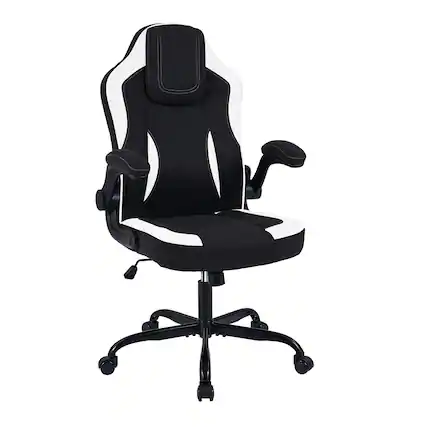 Front. WELLFOR - Ergonomic Computer Office Chair with 90° Flip-up Armrests - Black.