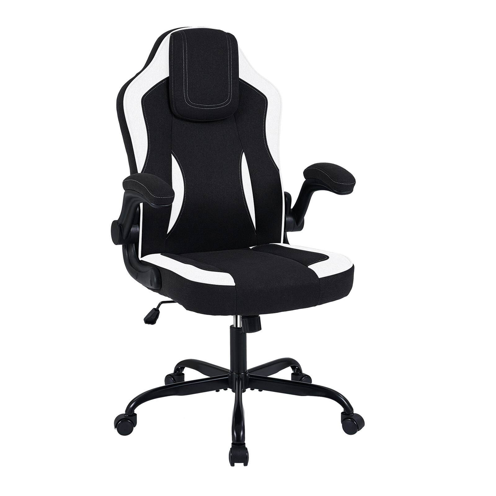 Front. WELLFOR - Ergonomic Computer Office Chair with 90° Flip-up Armrests - Black.