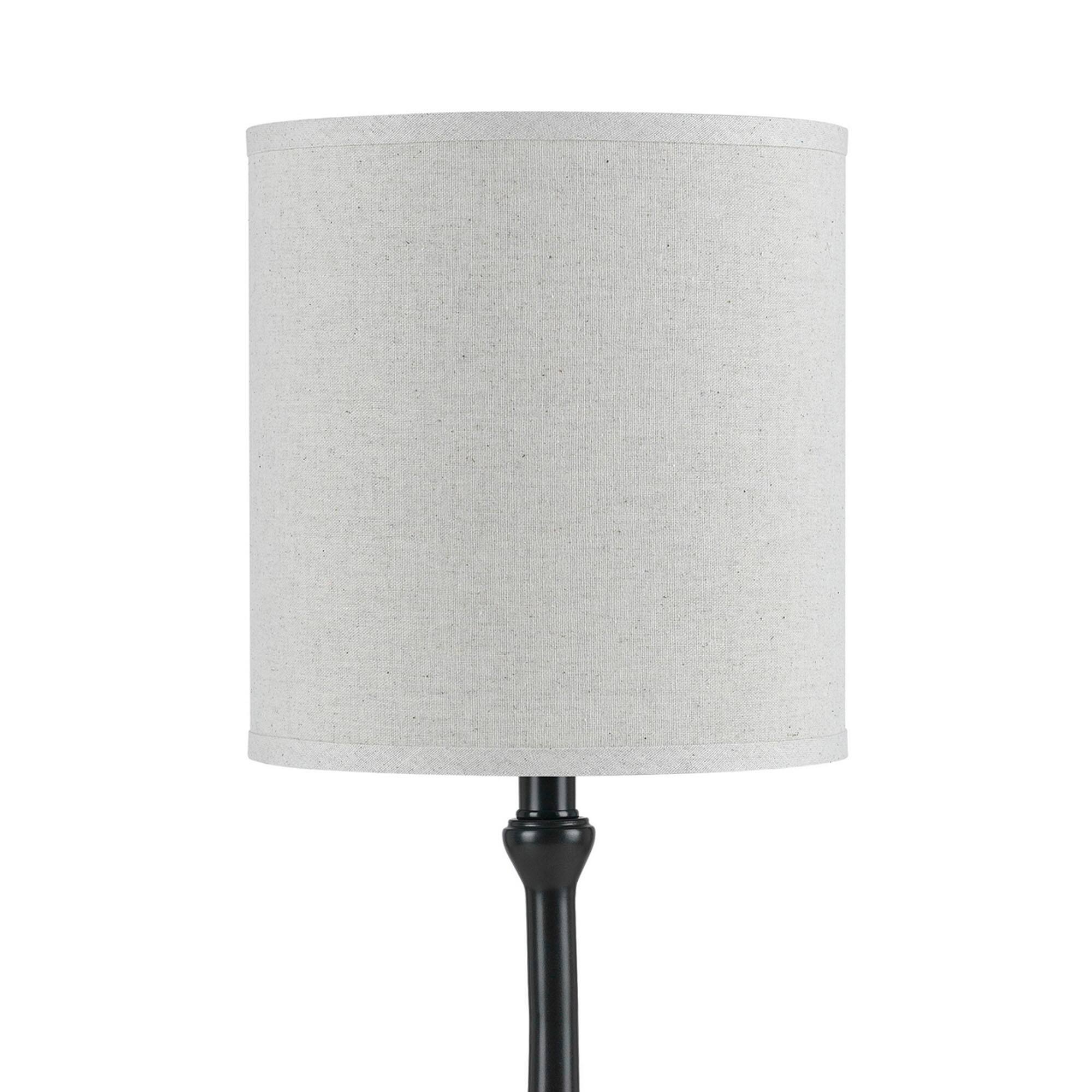 Angle. Manhattan Lane - Elongated Bellied Shape Metal Accent Lamp with Drum Shade - Black.