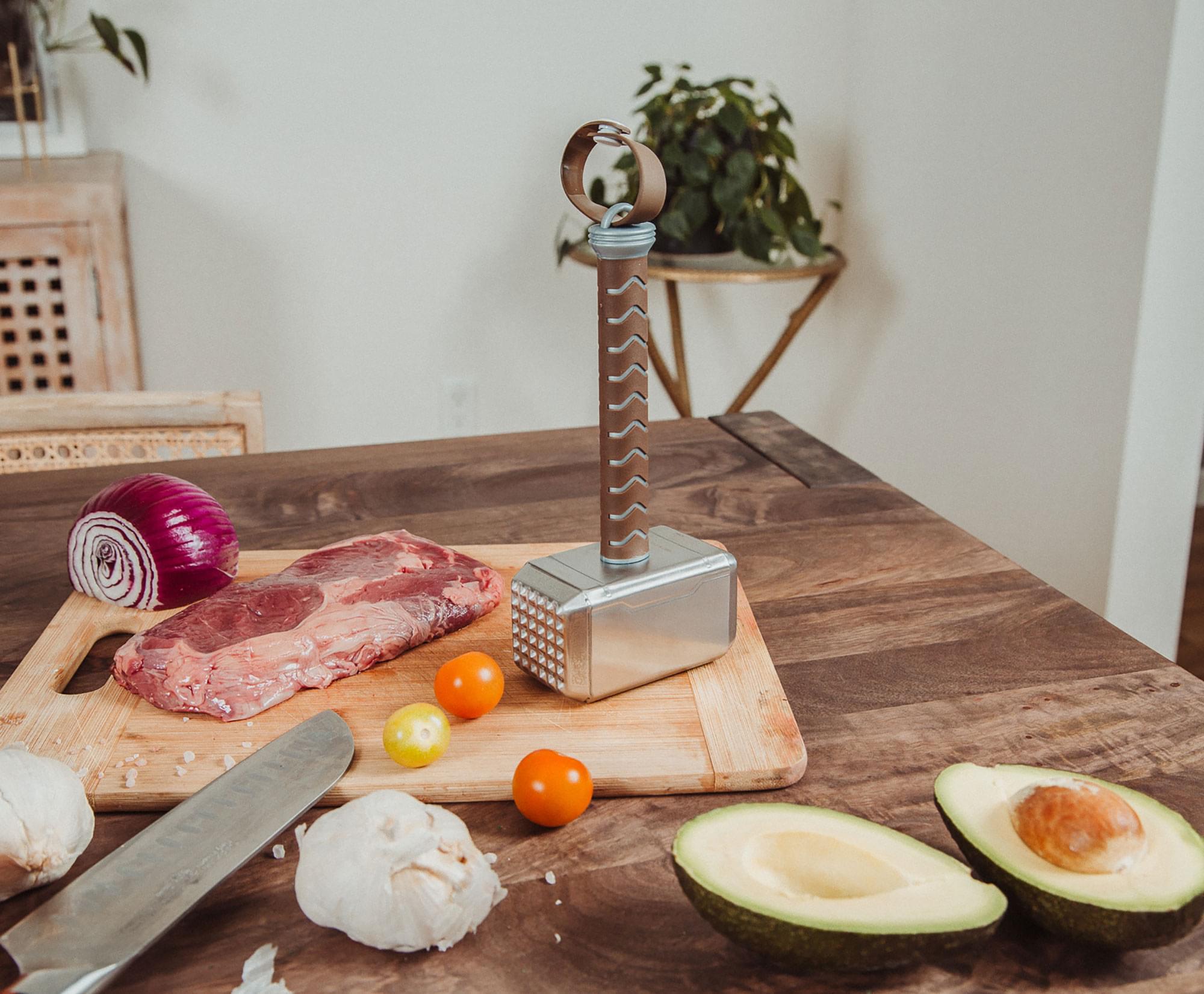 Alt View 10. Ukonic - Marvel Mighty Thor Mjolnir Hammer Replica Stainless Steel Meat Tenderizer - Silver.