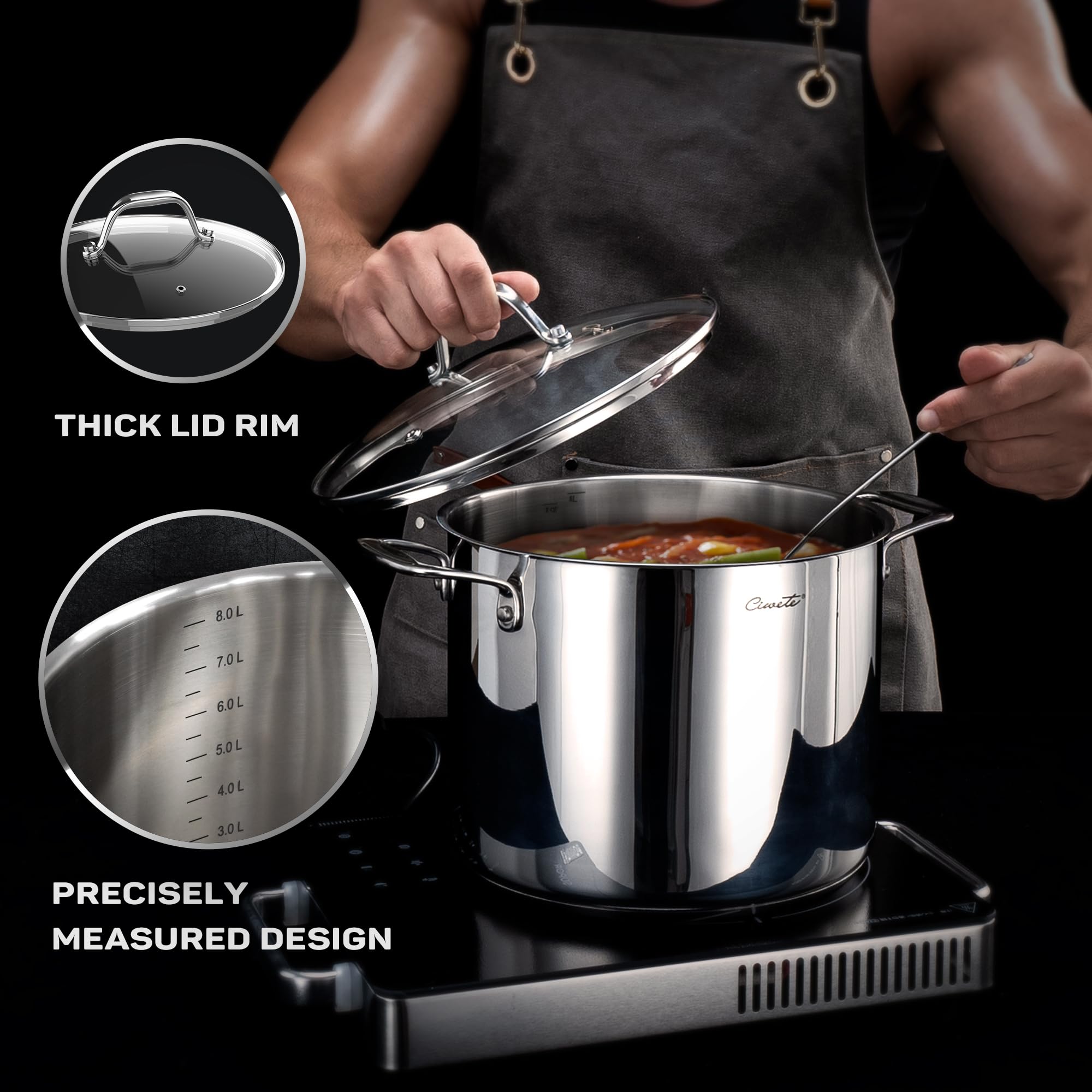 THICK LID RIM

PRECISELY MEASURED DESIGN

8.0L  
7.0L  
6.0L  
5.0L  
4.0L  
3.0L