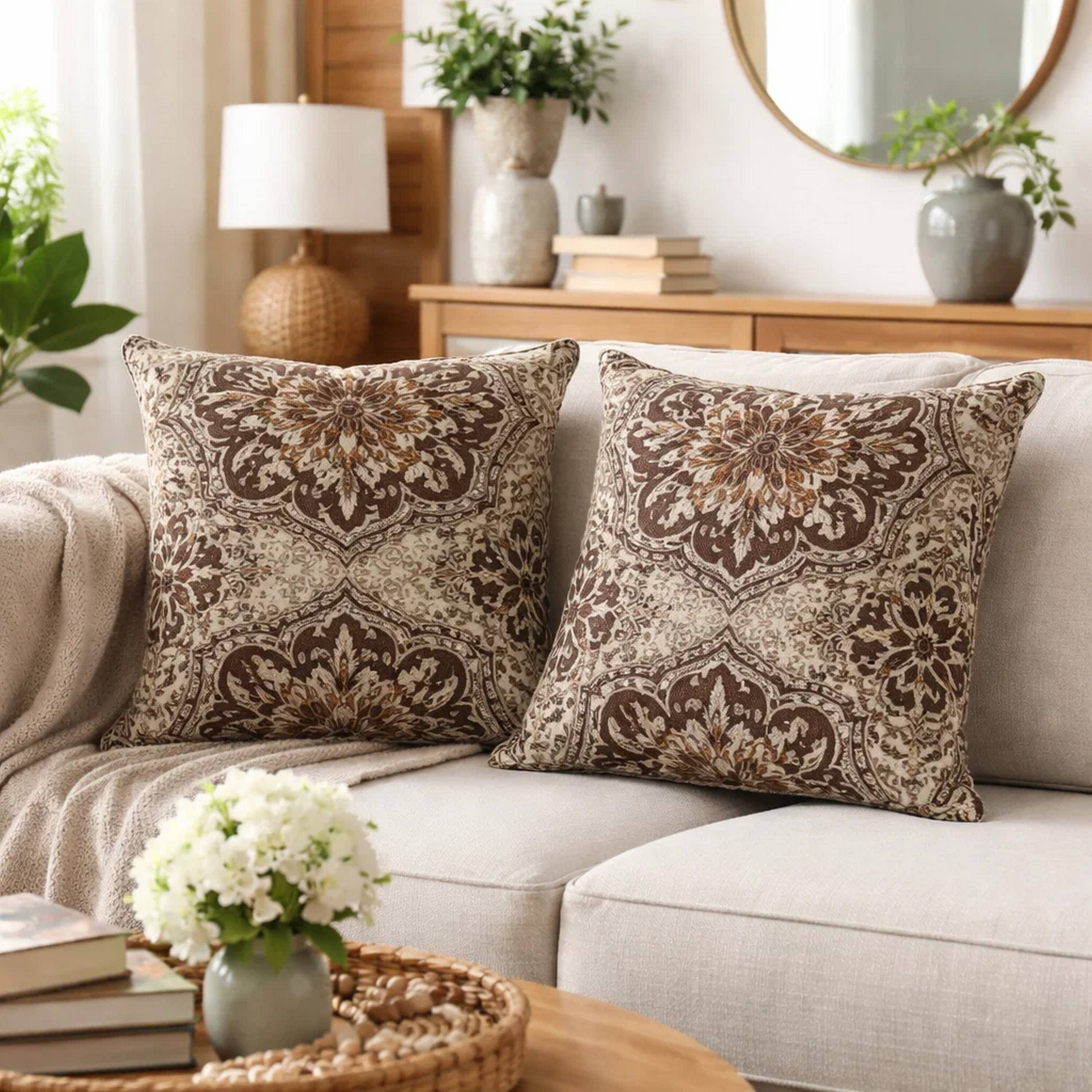 Alt View 3. Manhattan Lane - Contemporary Style Medallion Patterned Set of 2 Throw Pillow - Multicolor.