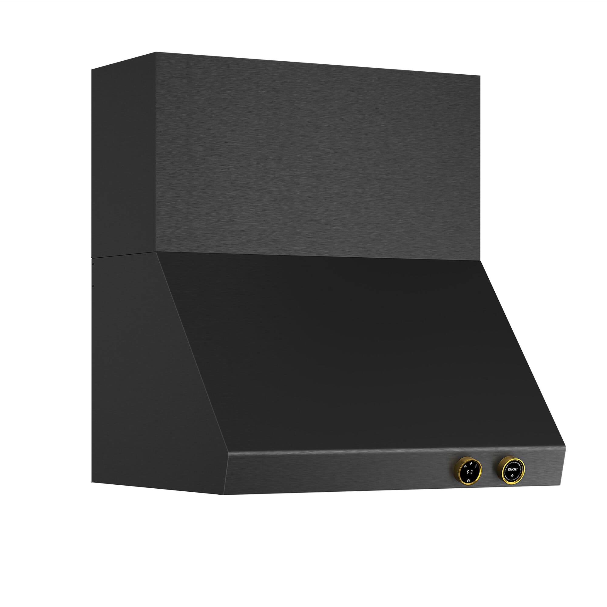 Alt View 10. Kucht - 30 in. 4.2 cu. ft. 4 Burners Dual Fuel Range for Propane Gas in Titanium Stainless Steel + Wall Mount Range Hood - Gemstone with Gold accents.