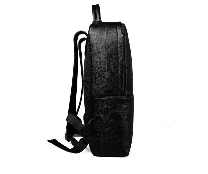 Left. Steel Horse Leather - Skald Black Pebbled Leather Backpack - Black.