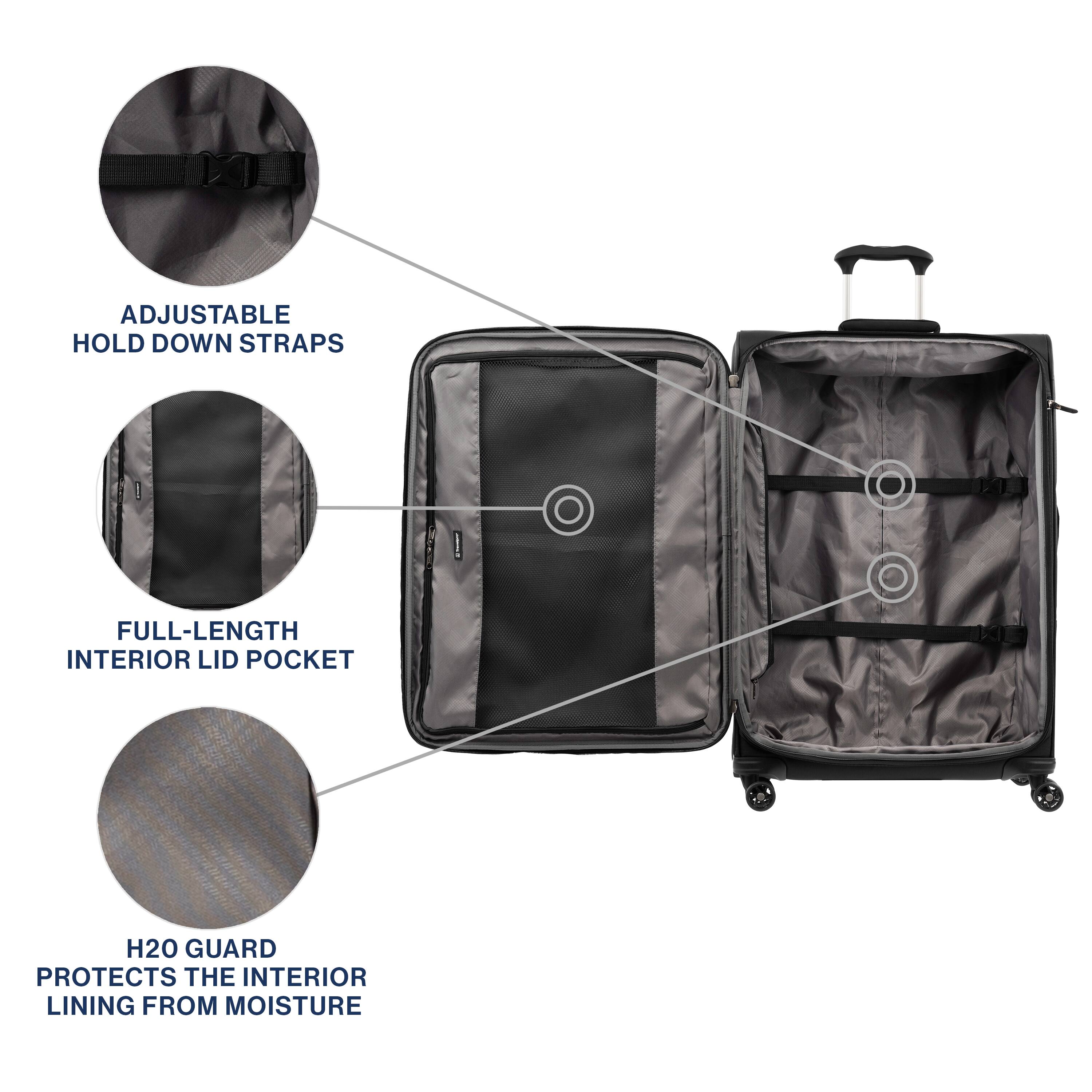 ADJUSTABLE HOLD DOWN STRAPS  
FULL-LENGTH INTERIOR LID POCKET  
H2O GUARD PROTECTS THE INTERIOR LINING FROM MOISTURE