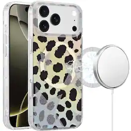 Kitcheniva - IMD Dual Layer Magnetic Circle Cover Phone Case With Tempered Glass For iPhone 17 Pro Max - Brown