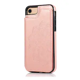 Dteck - for Apple iPhone 16e/17e Embossed PU Leather Wallet Case,Flip Card Holder Magnetic Closure Shockproof Cover - Rosegold