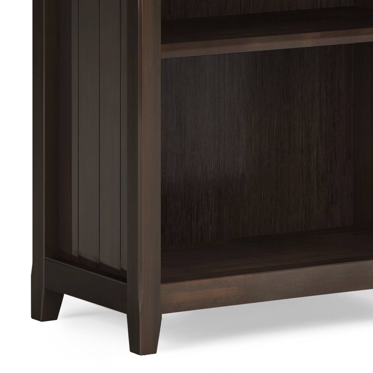 Alt View 4. Simpli Home - Acadian SOLID WOOD 72 inch x 26 inch Transitional 5 Shelf Bookcase in Brunette Brown - Brunette Brown.
