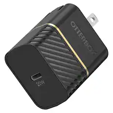 Front. OtterBox - 20W Fast Charge USB-C PD Wall Charger - Black Shimmer.