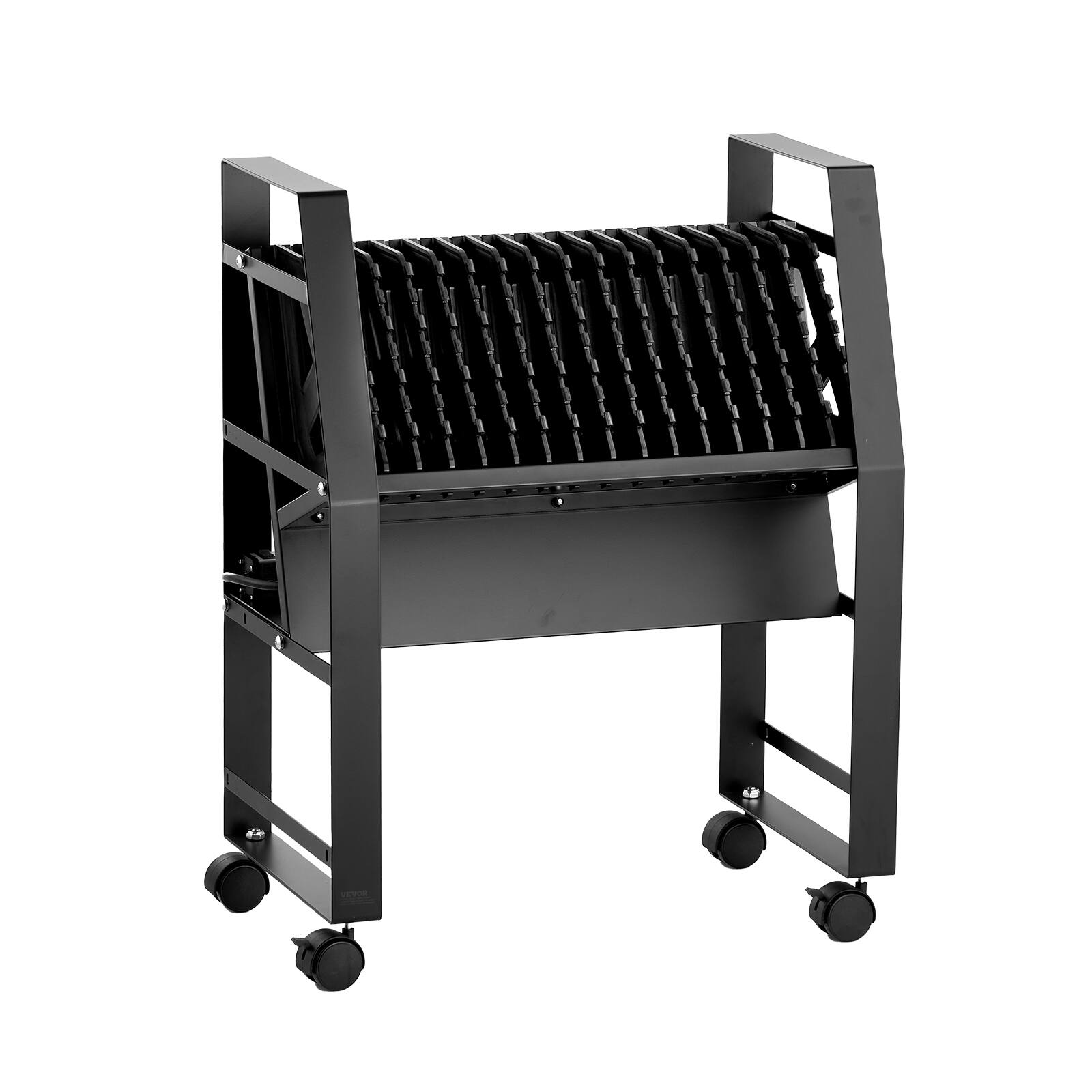 Alt View 5. VEVOR - Charging Cart,16 Device Mobile Open Charging Station,Up to 15.6 in Screen Size,Office and Classroom Mobile Charging Cart - Black.