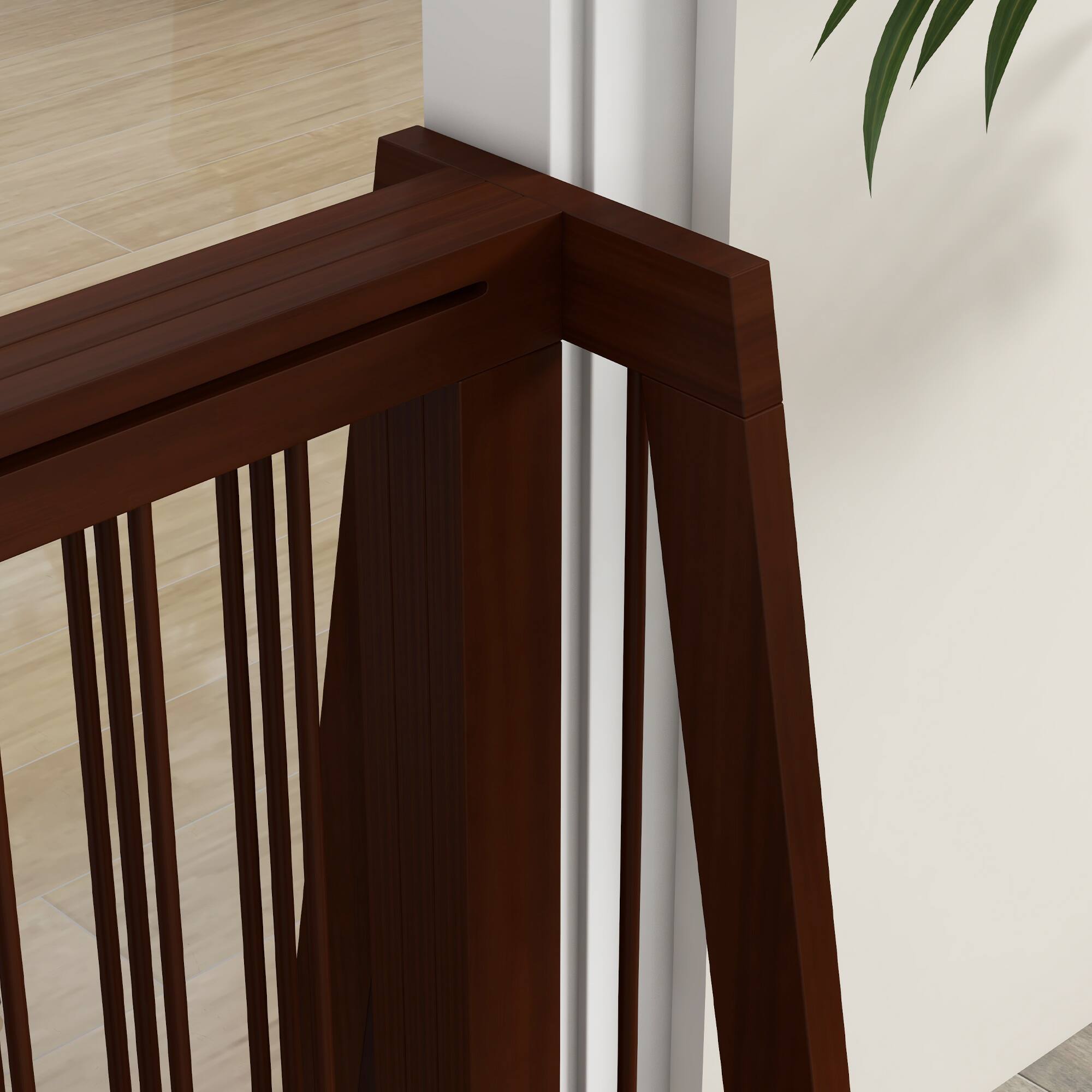 Alt View 4. Pawhut - Freestanding Pet Gate, Wooden Dog Gate with 28"-75" Retractable Length, Support Feet, Non-Slip Mats, 3 Panel.