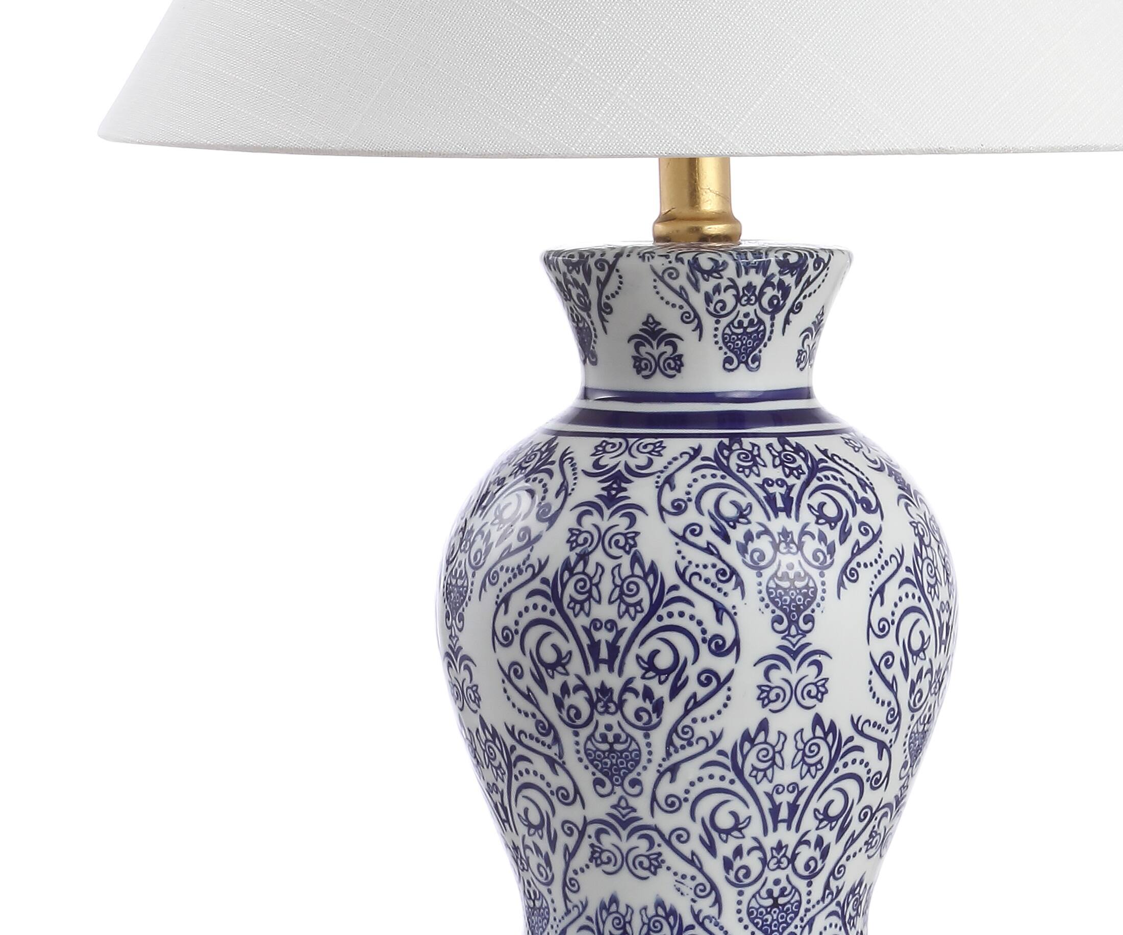 Alt View 4. Jonathan Y - Xia 21" Ceramic/Iron Classic Modern LED Table Lamp, Blue (Set of 2) - Blue/White.