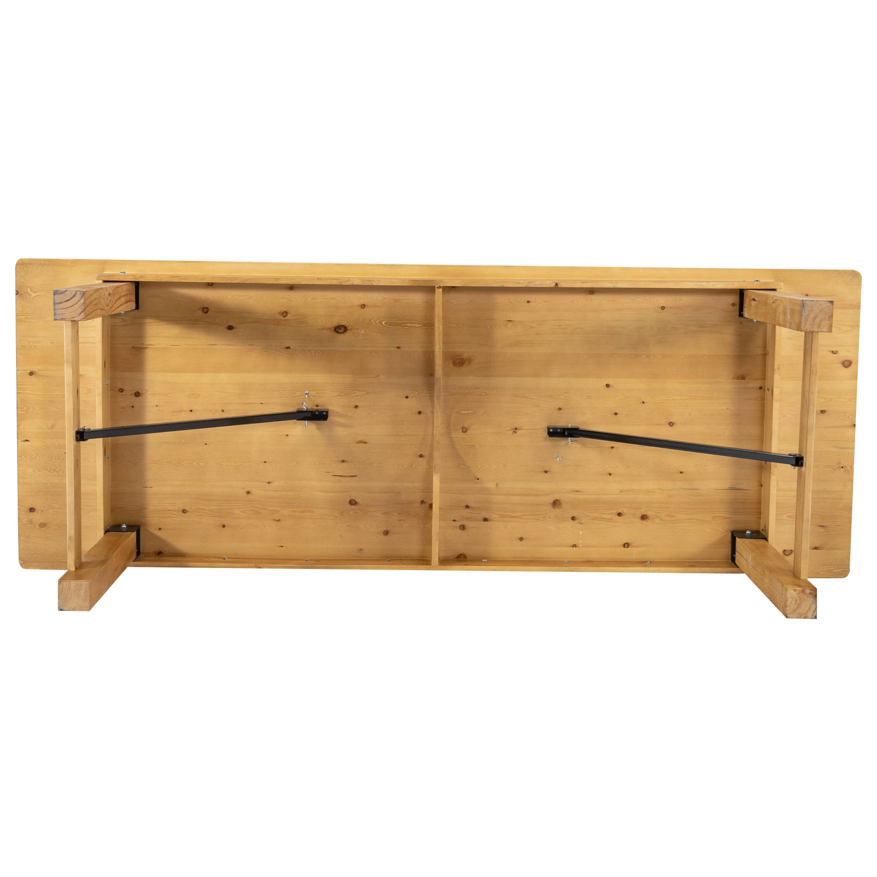 Alt View 5. Flash Furniture - HERCULES 9' x 40" Rectangular Antique Rustic Light Natural Solid Pine Folding Farm Table - Natural.