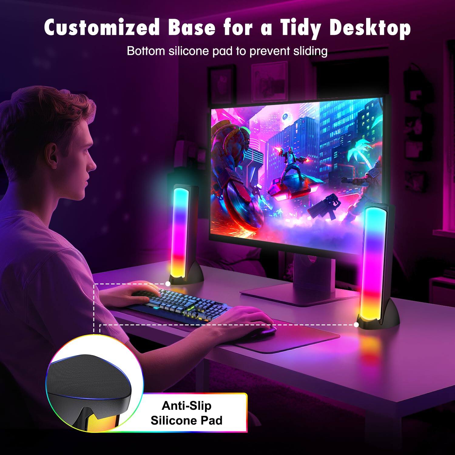 Customized Base for a Tidy Desktop  
Bottom silicone pad to prevent sliding  

Anti-Slip Silicone Pad