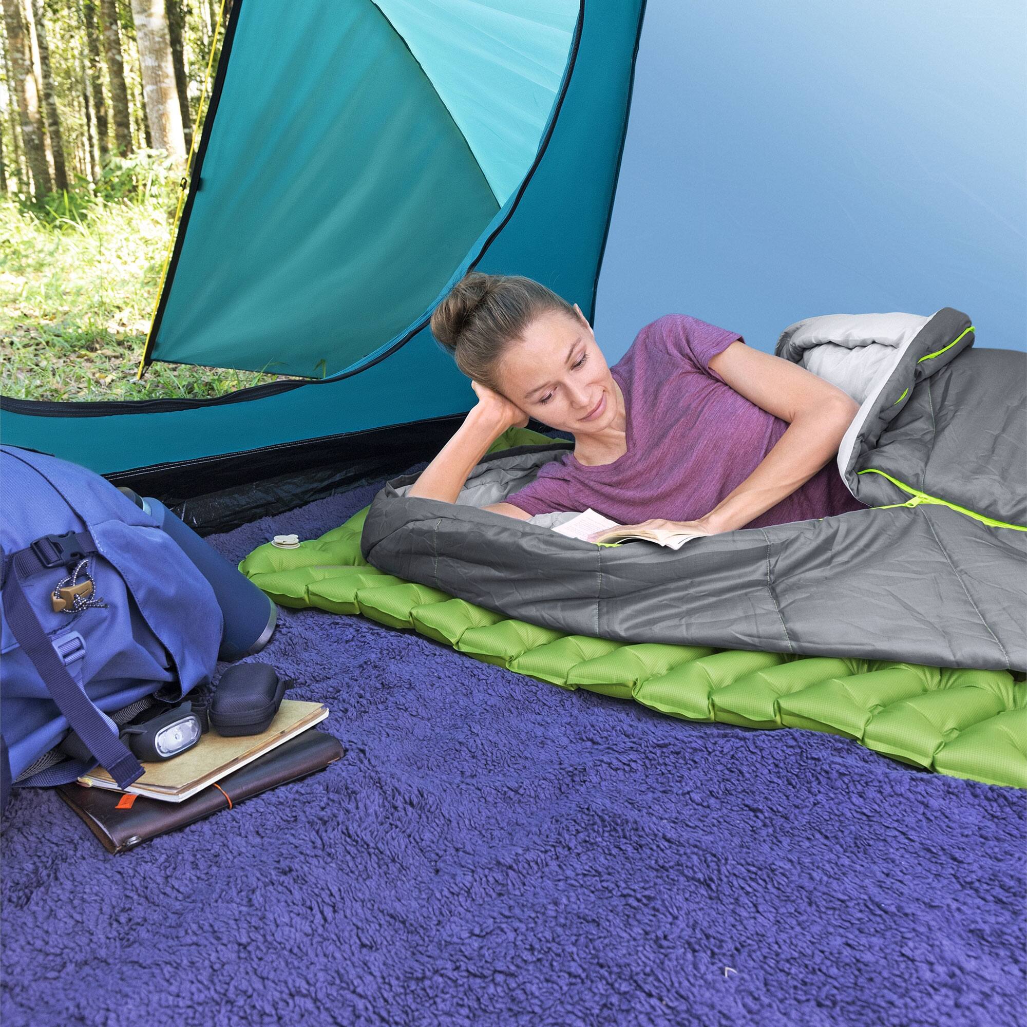 Alt View 2. Bestway - Bestway WanderLite Large Rectangular Sleeping Air Pad with Storage Bag, Green - Green.