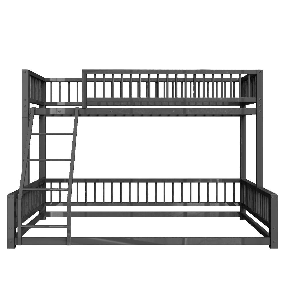 Alt View 7. Loheer - Loheer Twin XL Over Queen Bunk Bed Heavy Duty Metal Frame Black - Black.