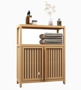 Ecooso - Bamboo Storage Cabinet with Shelves, Large Capacity for Bathroom or Living Room Storage - Natural