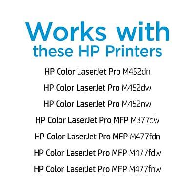 Works with these HP Printers

- HP Color LaserJet Pro M452dn
- HP Color LaserJet Pro M452dw
- HP Color LaserJet Pro M452nw
- HP Color LaserJet Pro MFP M377dw
- HP Color LaserJet Pro MFP M477fdn
- HP Color LaserJet Pro MFP M477fdw
- HP Color LaserJet Pro MFP M477fnw