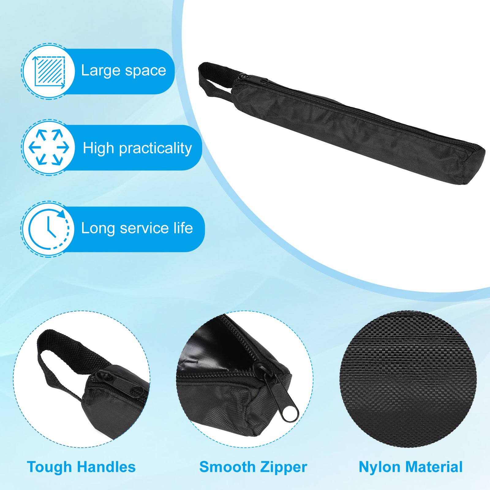 - Large space
- High practicality
- Long service life
- Tough Handles
- Smooth Zipper
- Nylon Material