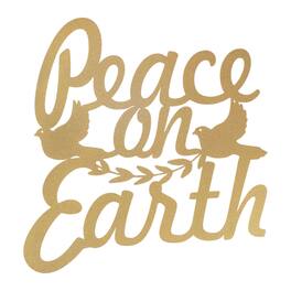 BreeBe - Cut Metal Peace on Earth Plaque 15.5"H - Gold