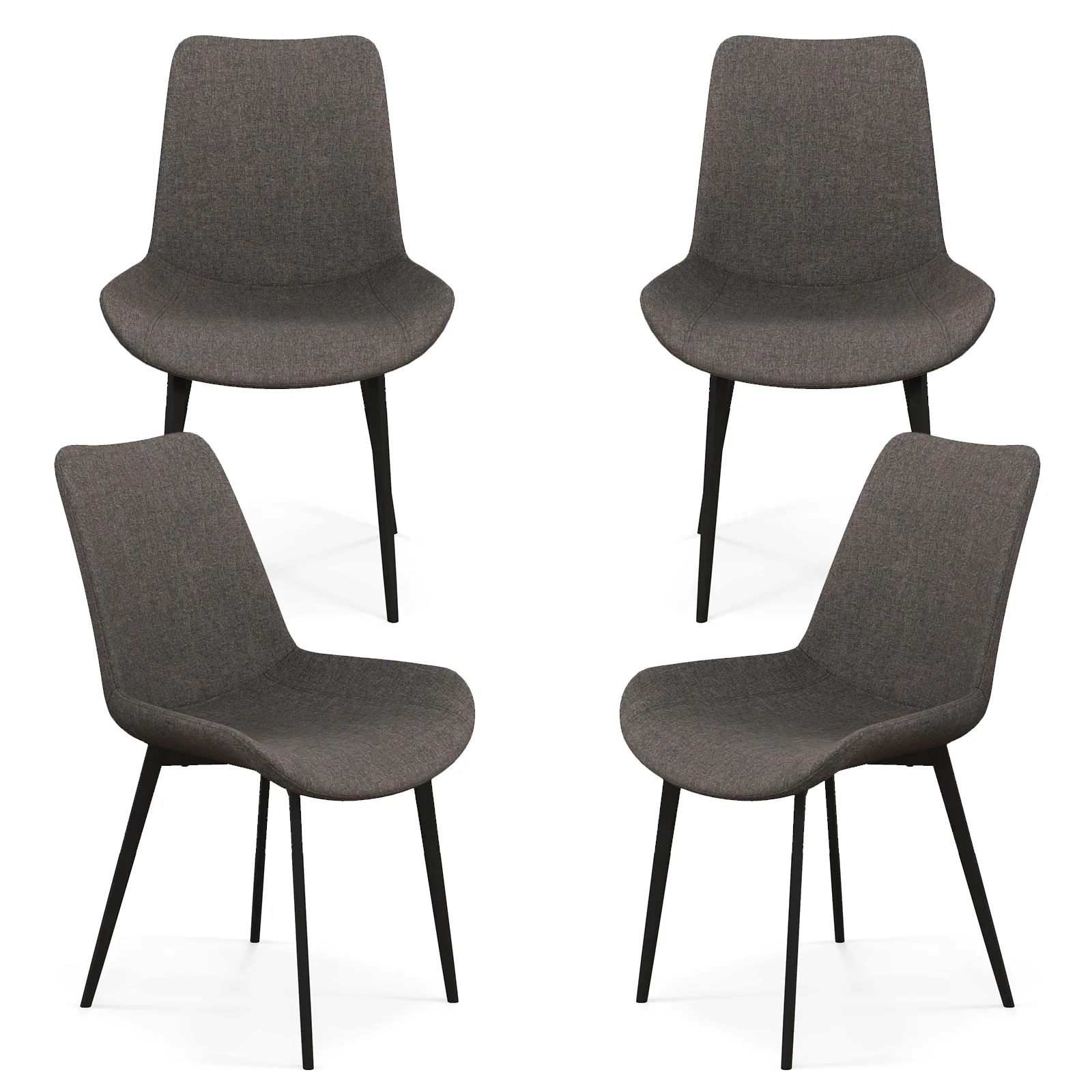 Alt View 9. Gymax - Gymax Dining Chair Set of 4 w/ Metal Legs Padded Seats & Backs for Dining Room Gray - Gray.