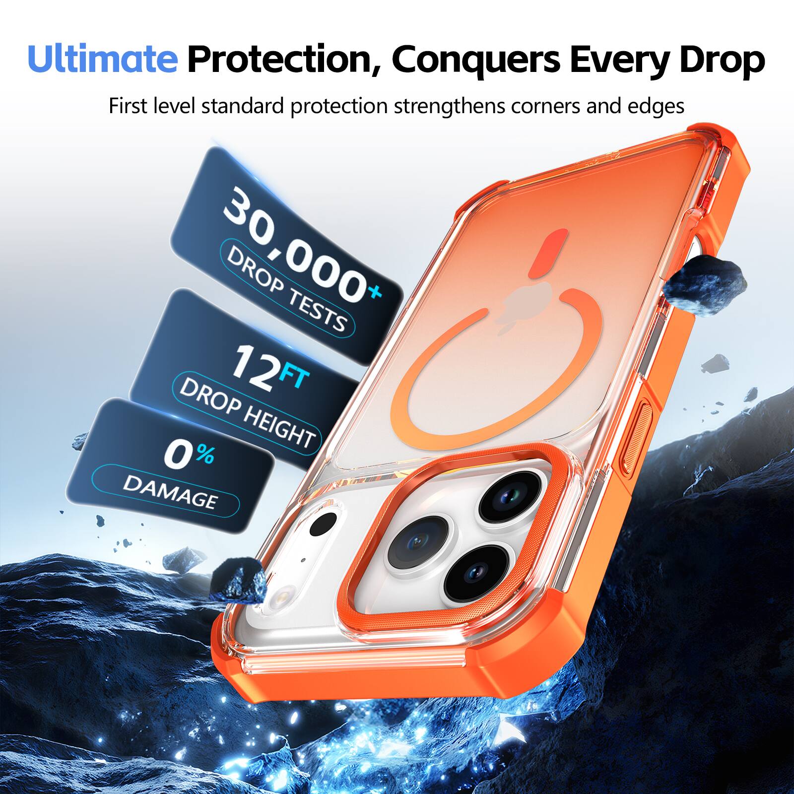 Ultimate Protection, Conquers Every Drop

First level standard protection strengthens corners and edges

30,000+ DROP TESTS
12FT DROP HEIGHT
0% DAMAGE