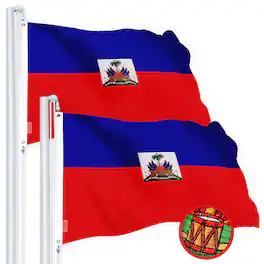 G128 - 2-Pack Haiti Flag 2x3 ft — Embroidered 220GSM Spun Polyester with Brass Grommets - Assorted Colors