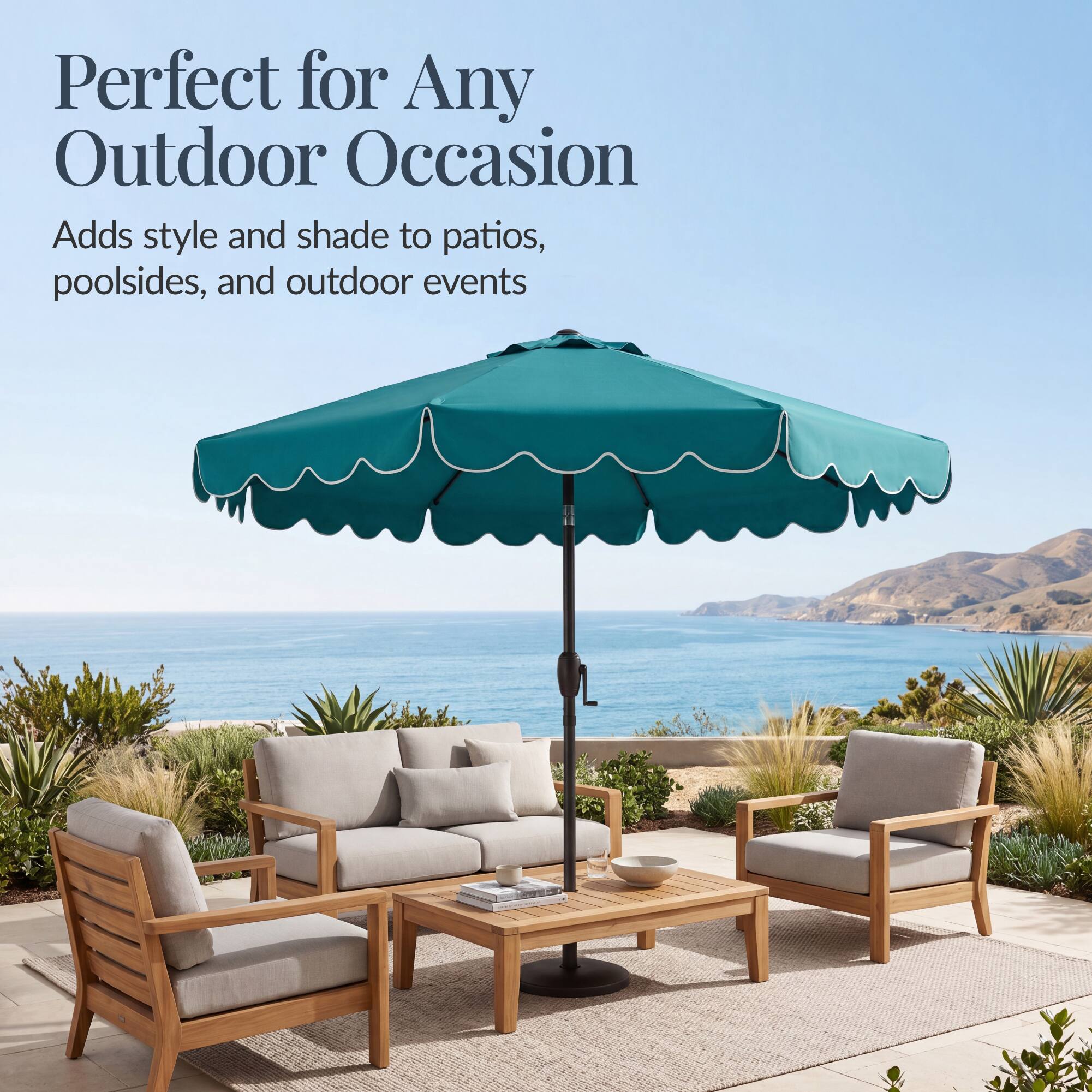 Perfect for Any Outdoor Occasion  
Adds style and shade to patios, poolside, and outdoor events