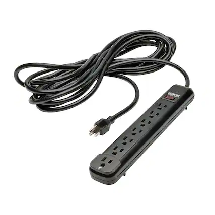 Front. Tripp Lite - Power It! Power Strip 7 Outlets 25-Ft Cord PS725B - Black.