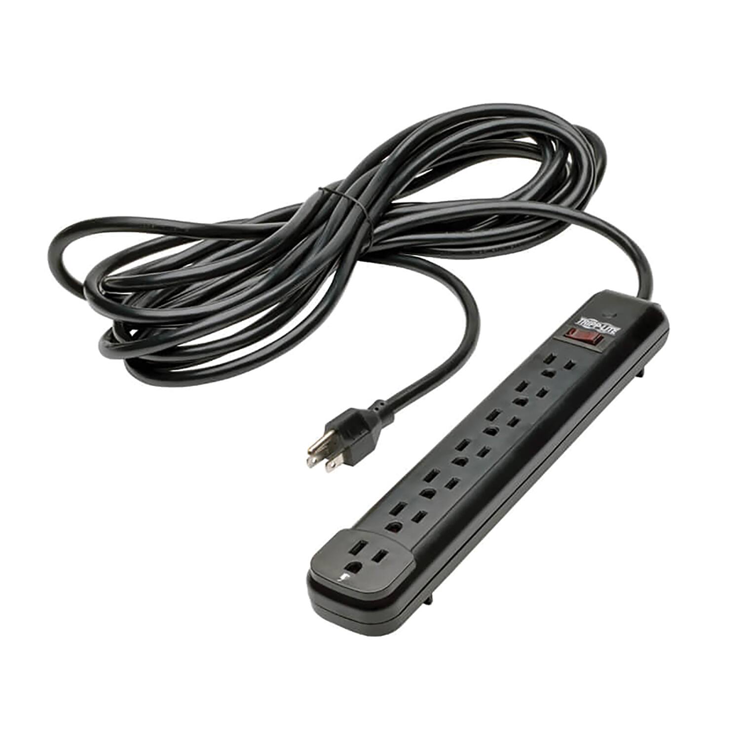 Front. Tripp Lite - Power It! Power Strip 7 Outlets 25-Ft Cord PS725B - Black.