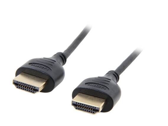 Front. StarTech.com - StarTech.com HDMIMM3HSS 3 ft. Black HDMI Male to Male High Speed Slim Cable with Ethernet.