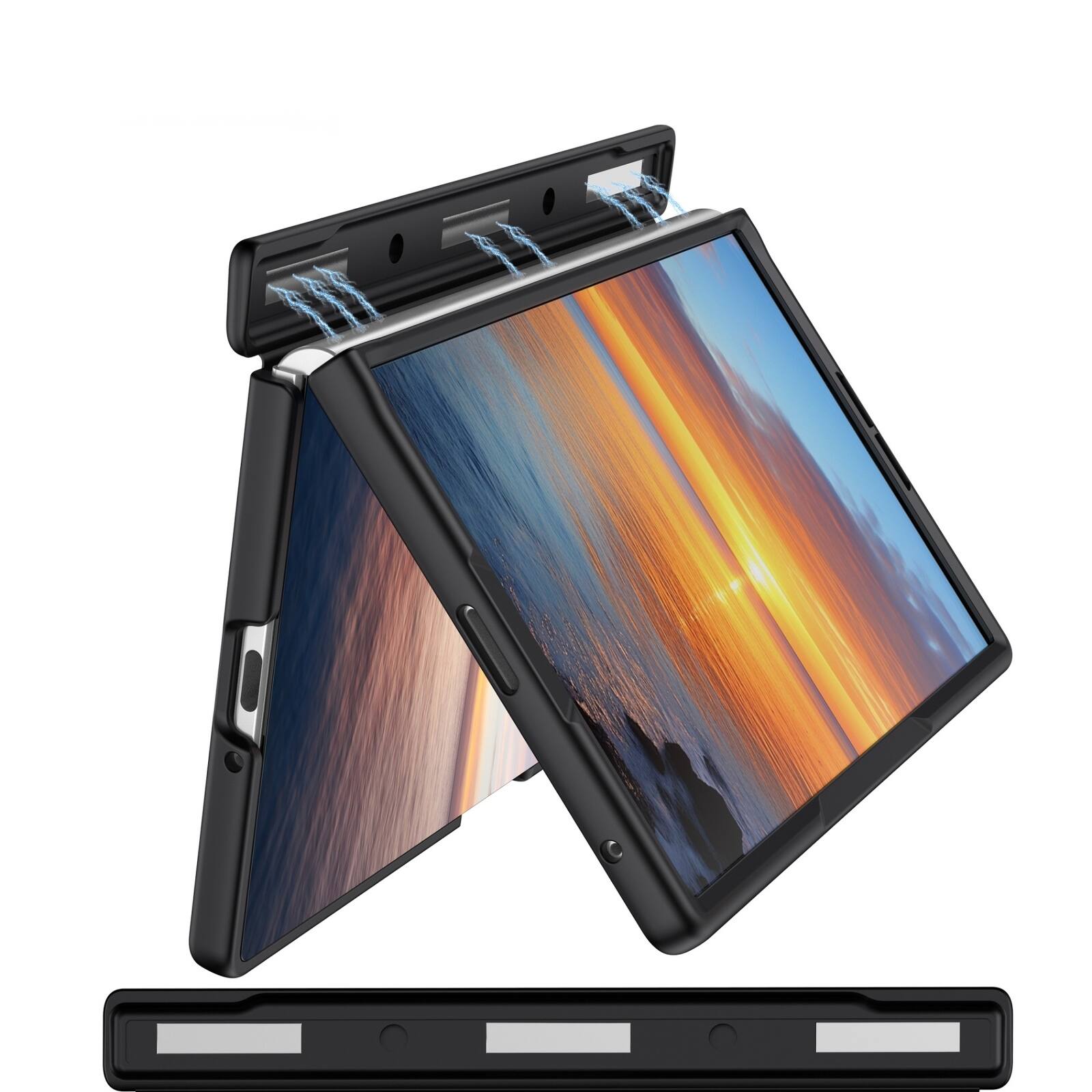 Alt View 1. Dteck - Shockproof Phone Case for Samsung Galaxy Z Fold8 with Screen Protector, Rugged Full Hinge Cover with Raised Camera Edge - Black.