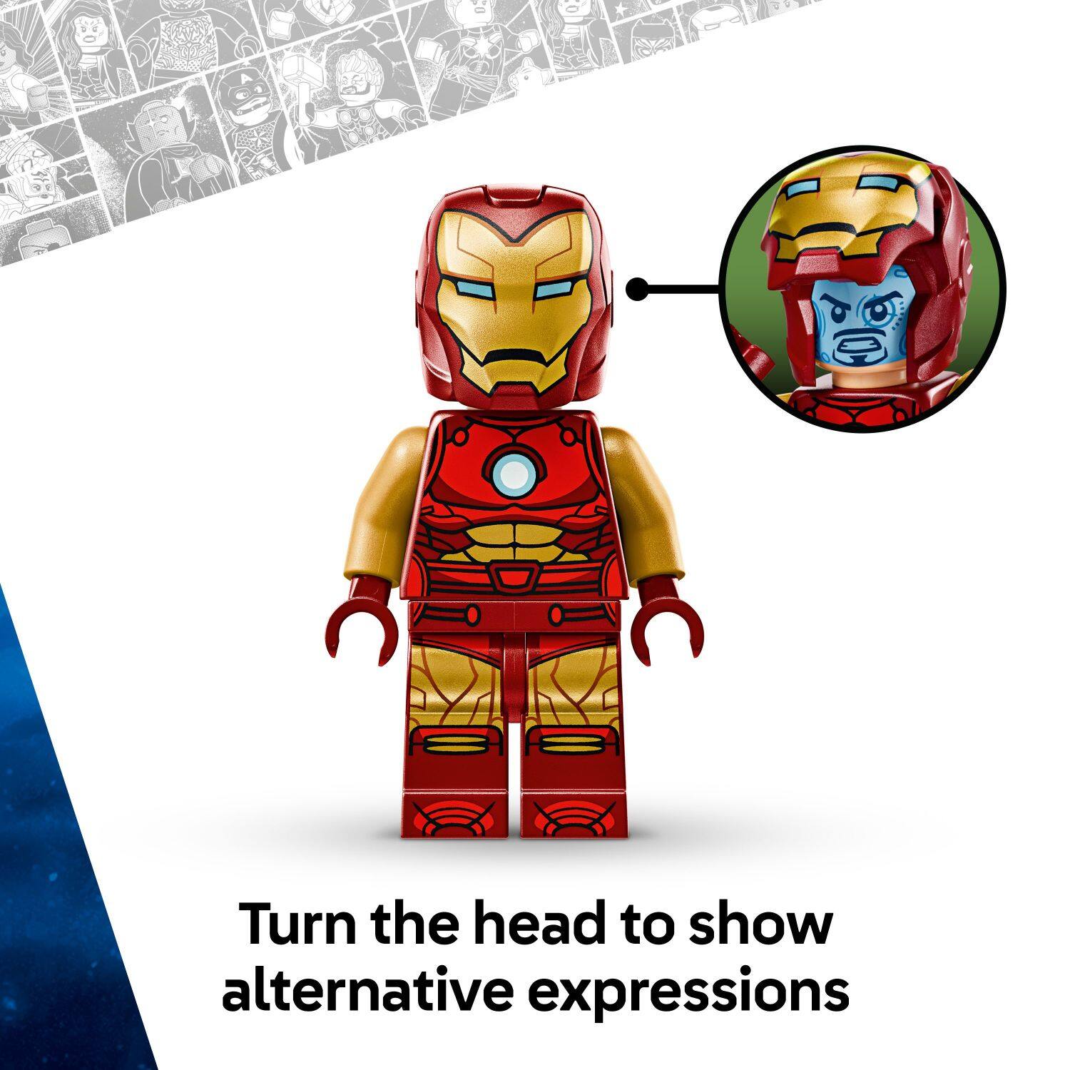 Turn the head to show alternative expressions.