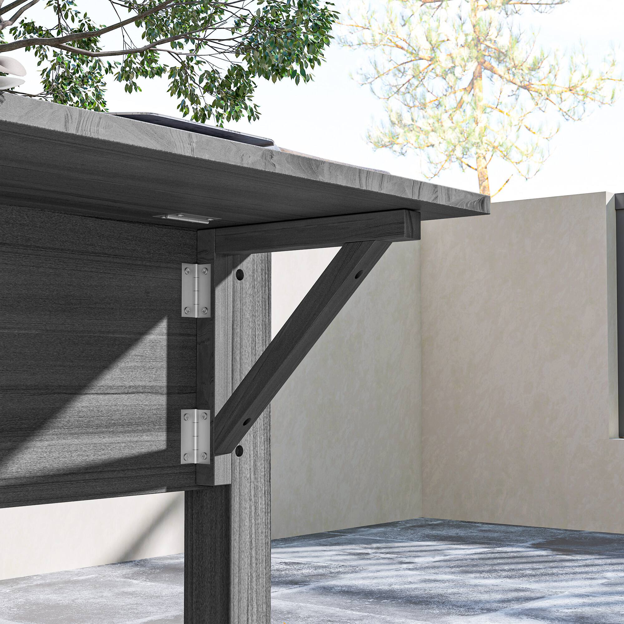 Alt View 8. Outsunny - Raised Garden Bed, Wood Elevated Planter Box with Side Table, Bottom Shelf, Outdoor Raised Planter with Bed Liners - Gray.