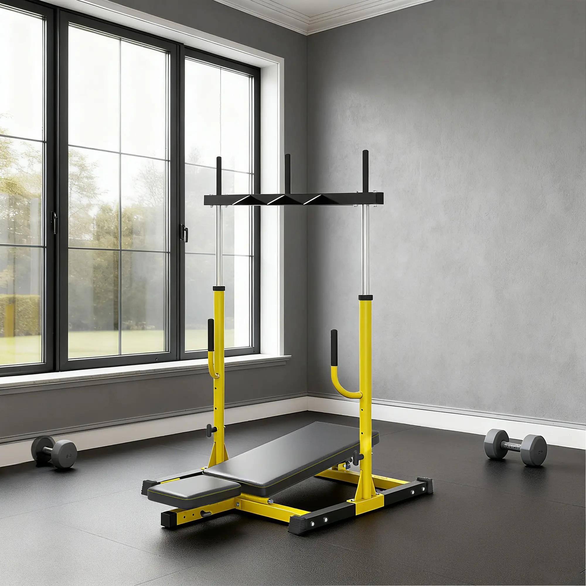 Alt View 5. SKONYON - Vertical Leg Press Machine with Adjustable Positions and Standard Plate Compatibility for Home Strength Training - Yellow.