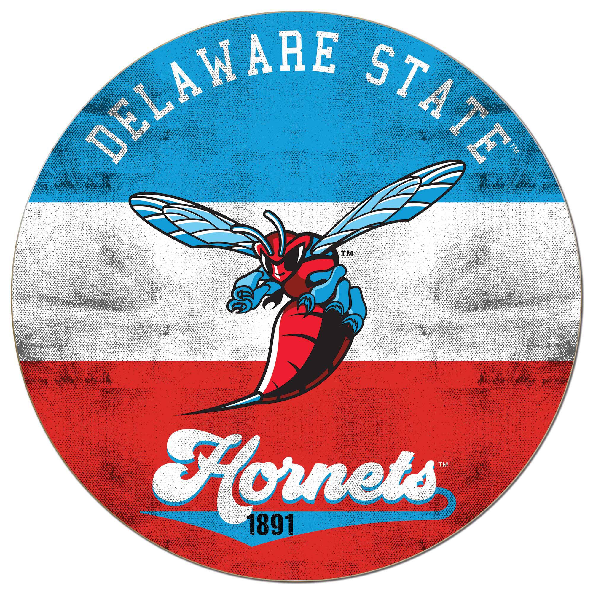 Delaware State Hornets 20'' x 20'' Retro Logo Circle Sign