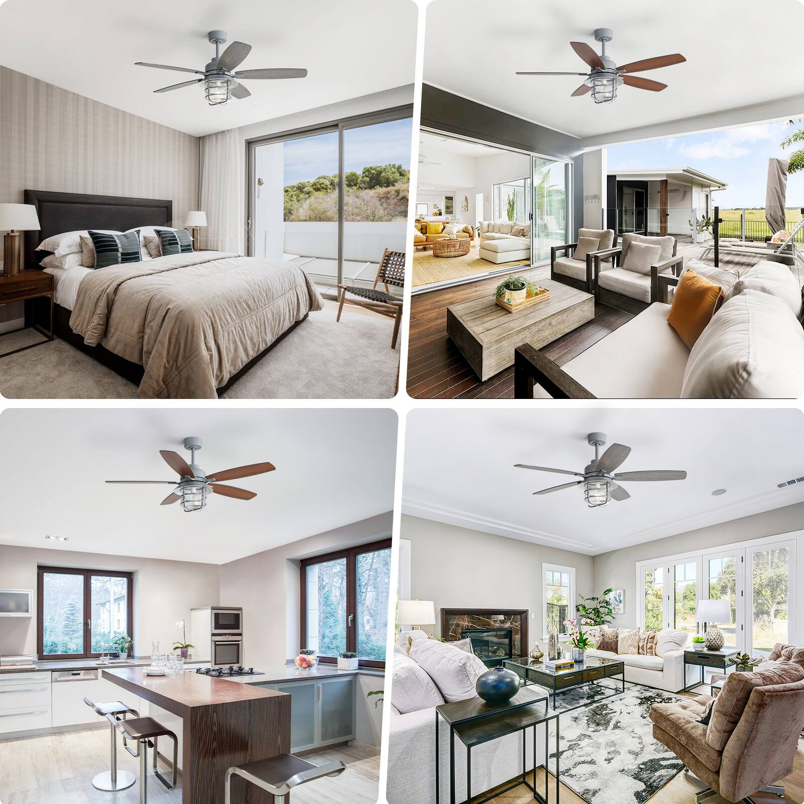 Alt View 7. GreenEver - 52" Modern Ceiling Fan with Dual-Finish Reversible Blades, Silent DC Motor, Dimmable LED & Bubble Glass - Grey.