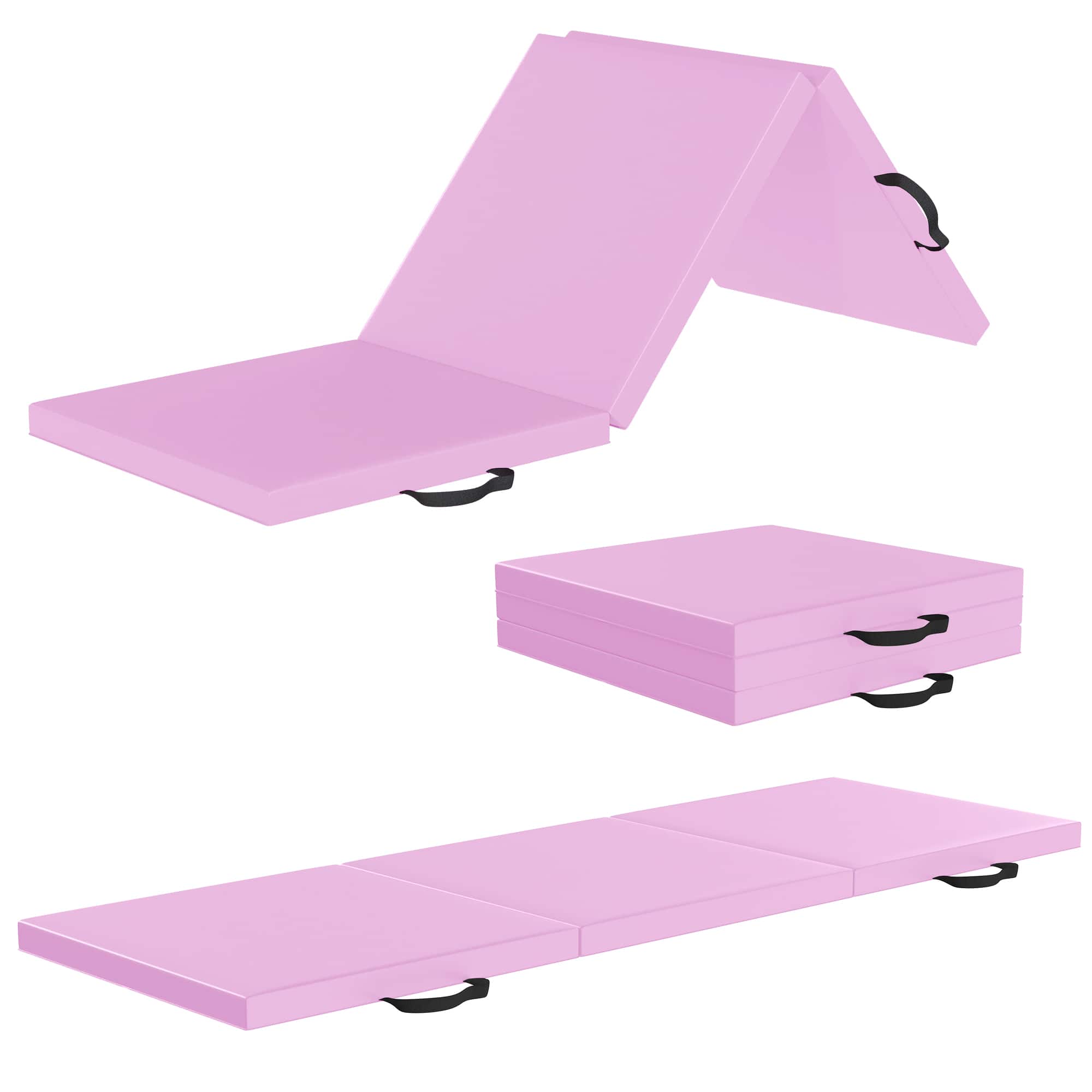 BalanceFrom Fitness - GoGym 6x2' Folding 3 Panel Exercise Mat with Handles, Pink - Light Pink