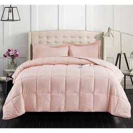 Hivvago - Queen Size 3 Piece Microfiber Reversible Comforter Set - Pink